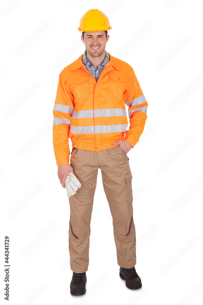 Portrait of worker wearing safety jacket