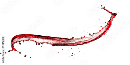 Red wine splash, isolated on white background