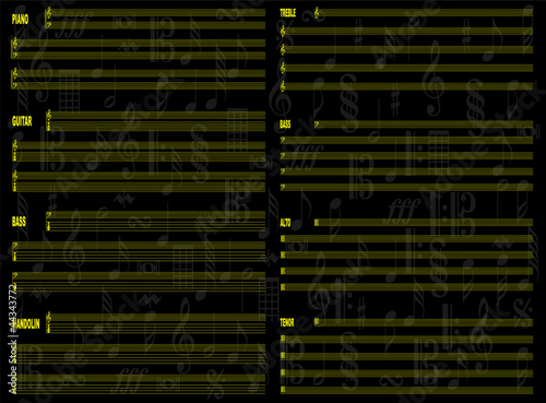 free staff paper black background