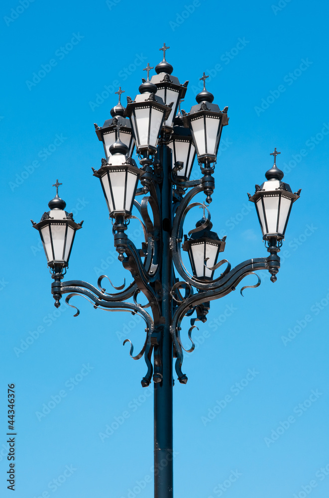 Street lamp with the religious touch in Moscow, Russia