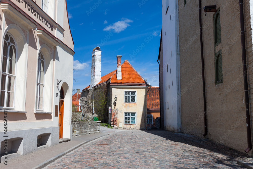 Colorful street in the Old Town of Tallinn