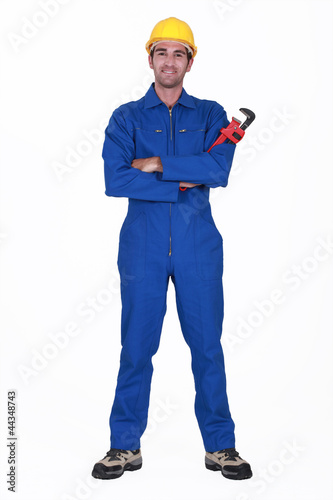 Mechanic with wrench