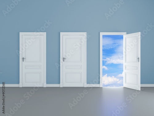 door to blue sky