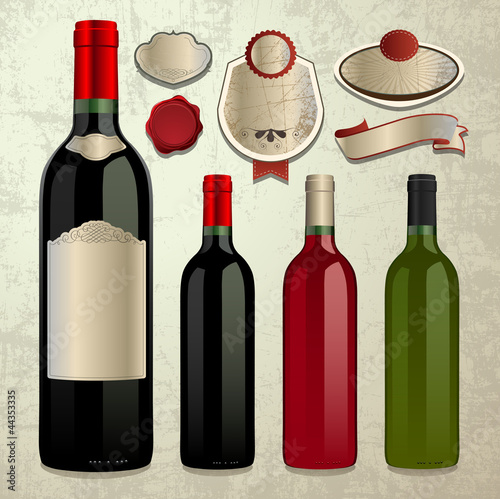 Bottles with blank labels.