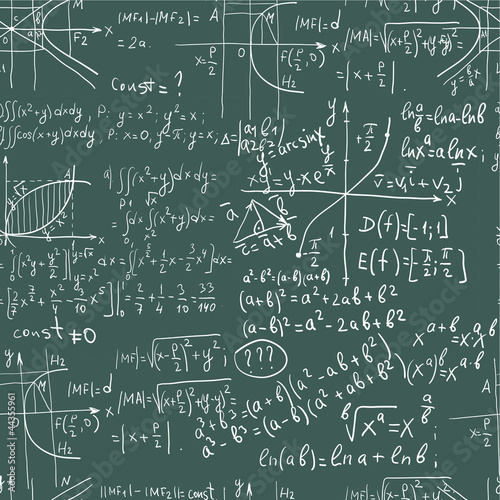 Hand writing maths formula on seamless blackboard
