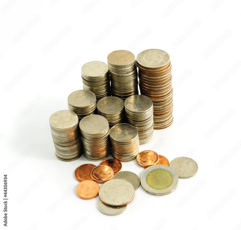 Coin thai bath on white background Coin thai bath on white background