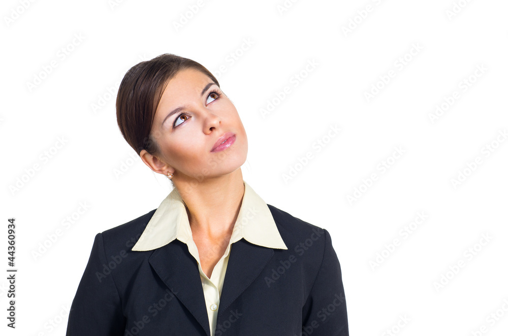 Business woman looking up and left Business woman looking up and left