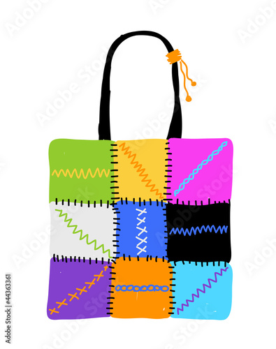 Shopping bag design, hand drawn sketch