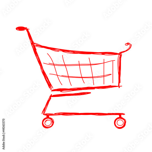 Red shopping cart, sketch for your design