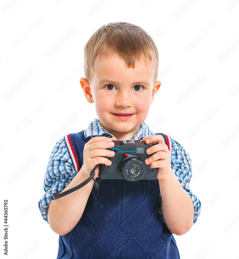 Happy boy with camera Happy boy with camera