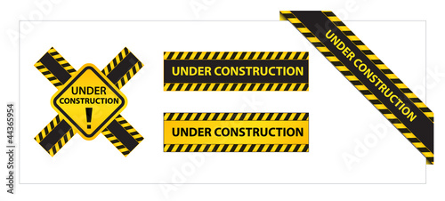 Set of Labels and Ribbons with Under Construction Tag