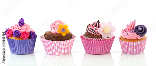 Row colorful cupcakes