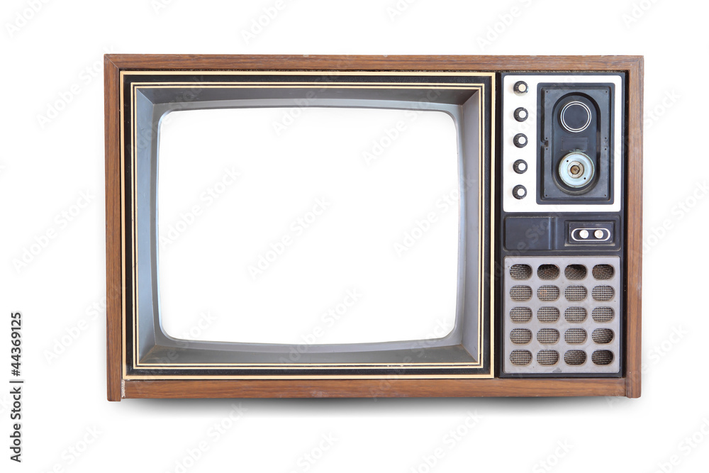 The old TV on the isolated white background