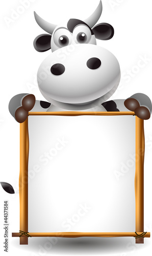 funny cartoon cow with board