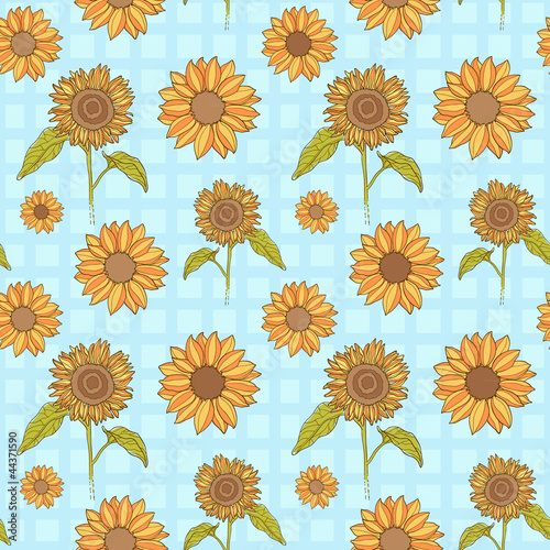 Fototapeta Naklejka Na Ścianę i Meble -  Bright sunflowers seamless pattern