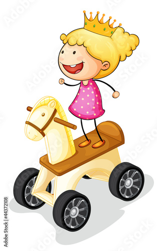 girl on toy horse
