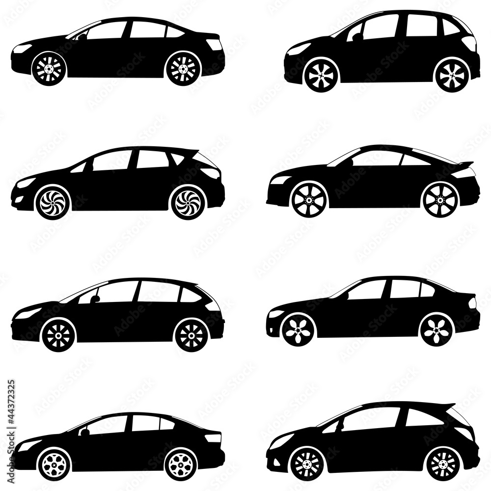 cars silhouette set