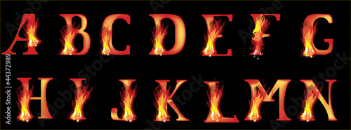 flame letters on black illustration