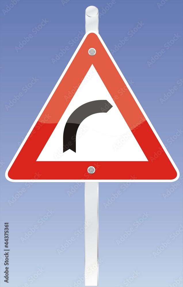 panneau attention virage
