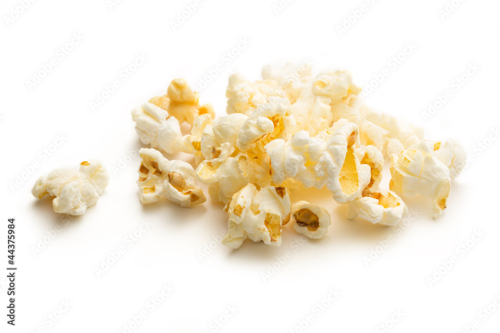 Popcorn on the white background