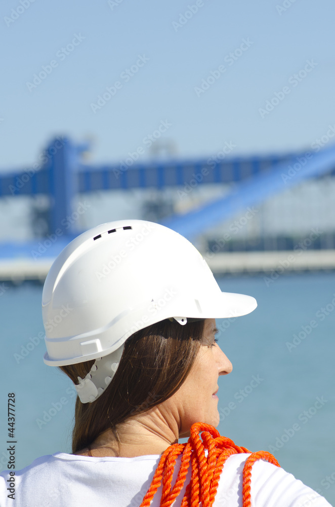Female worker industrial background Female worker industrial background