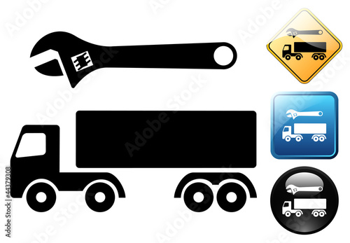 Truck repair pictogram and icons