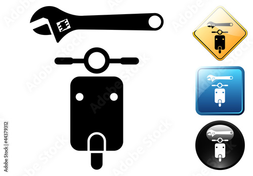 Scooter repair pictogram and icons