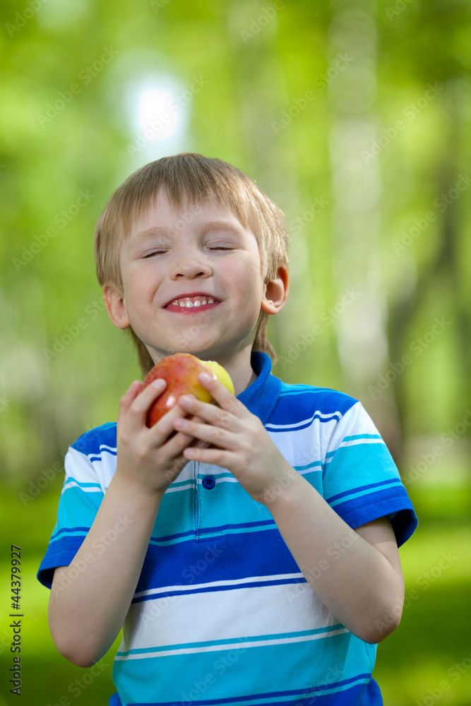 kid holding healthy food apple outdoor kid holding healthy food apple outdoor