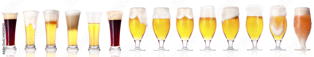 Frosty fresh beer set with foam isolated Frosty fresh beer set with foam isolated