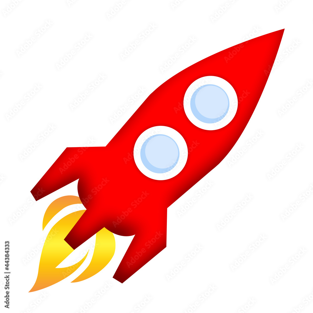 Rocket launch isolated over white background Rocket launch isolated over white background