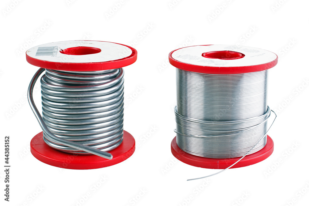 Two different size soldering tin spools - obrazy, fototapety, plakaty 