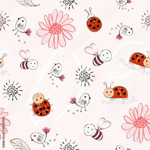Sweet babies doodle hand draw seamless pattern.
