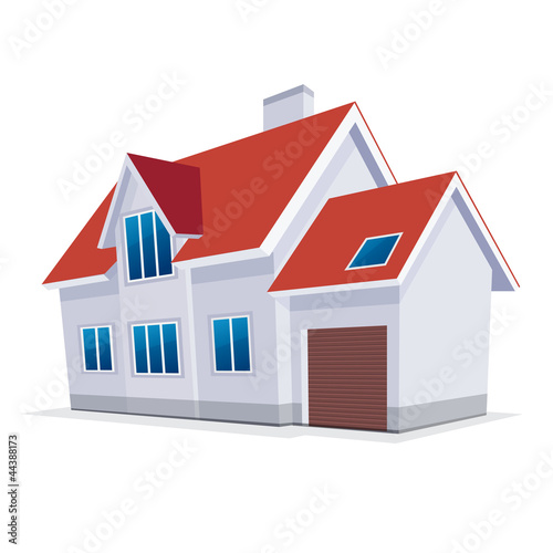 home with garage. Vector Illustration. icon