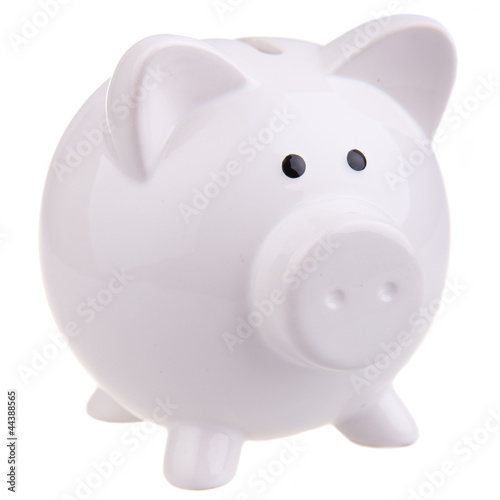 White piggy bank on white background.