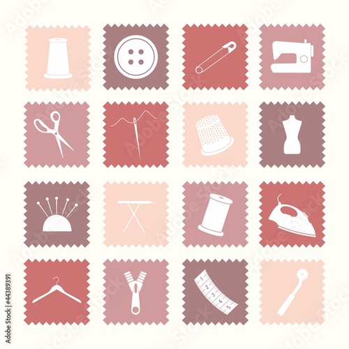 Sixteen sewing icons