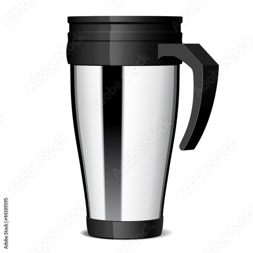 Shiny Metal travel thermo-cup vector