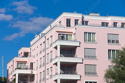 Beautiful pink apartment house