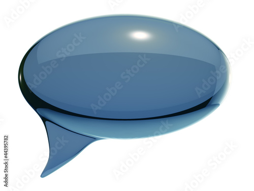 Glass speech bubble isolated on white