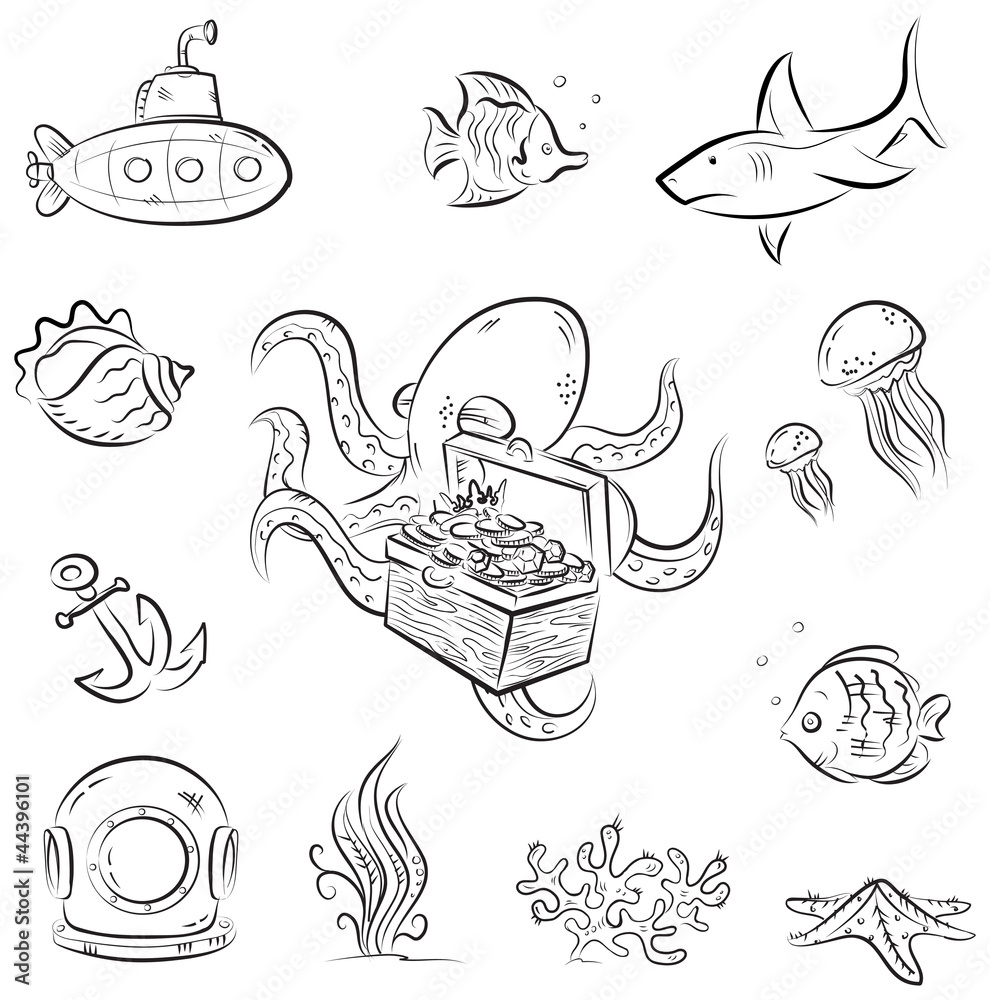 Fototapeta premium Octopus and the chest