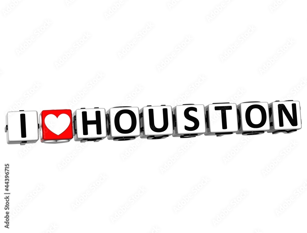 3D I Love Houston Button Click Here Block Text 3D I Love Houston Button Click Here Block Text