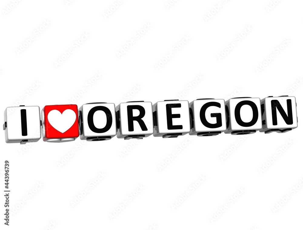 3D I Love Oregon Button Click Here Block Text 3D I Love Oregon Button Click Here Block Text