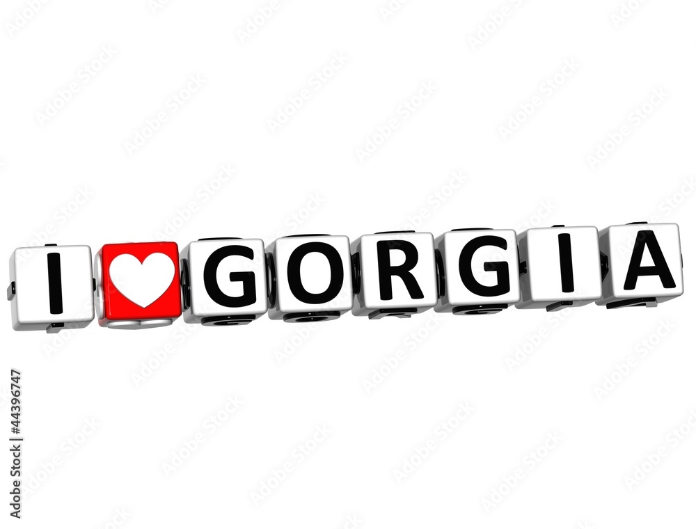 3D I Love Gorgia Button Click Here Block Text 3D I Love Gorgia Button Click Here Block Text