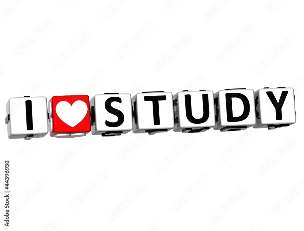 3D I Love Study Button Click Here Block Text 3D I Love Study Button Click Here Block Text