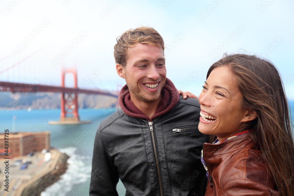 Happy young couple laughing, San Francisco