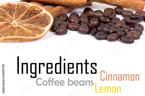 cinnamon, lemon and coffee beans