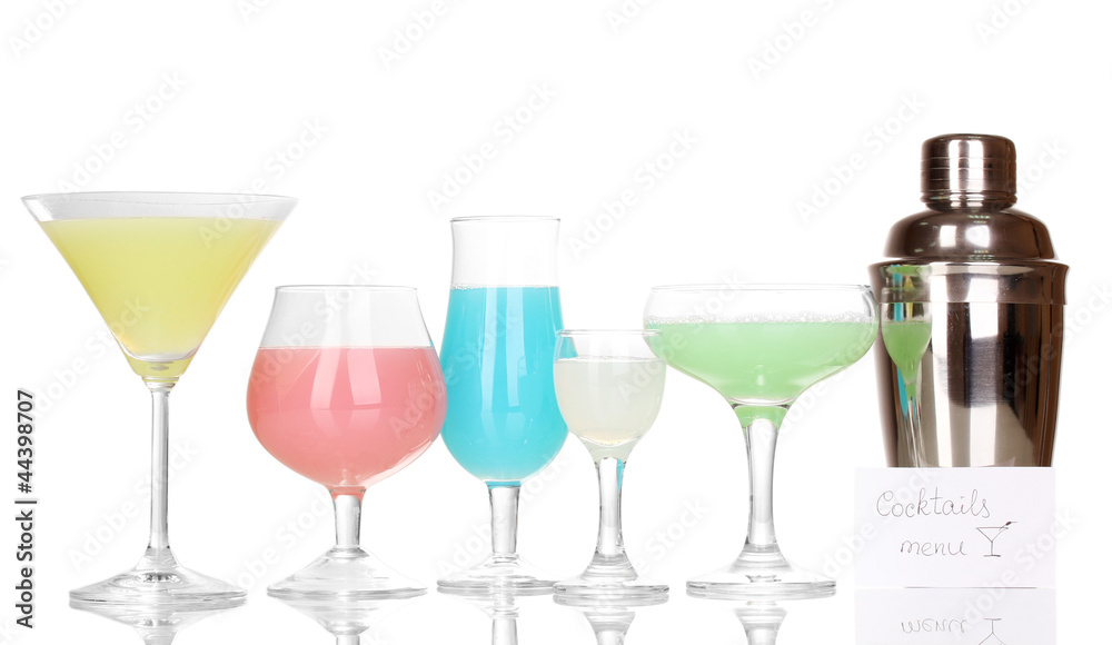 Tasty cocktails isolated on white