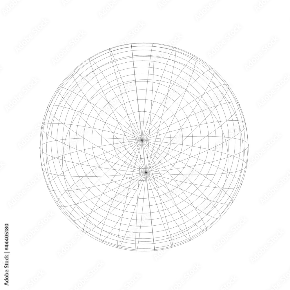 Wireframe of sphere isolated on a white background