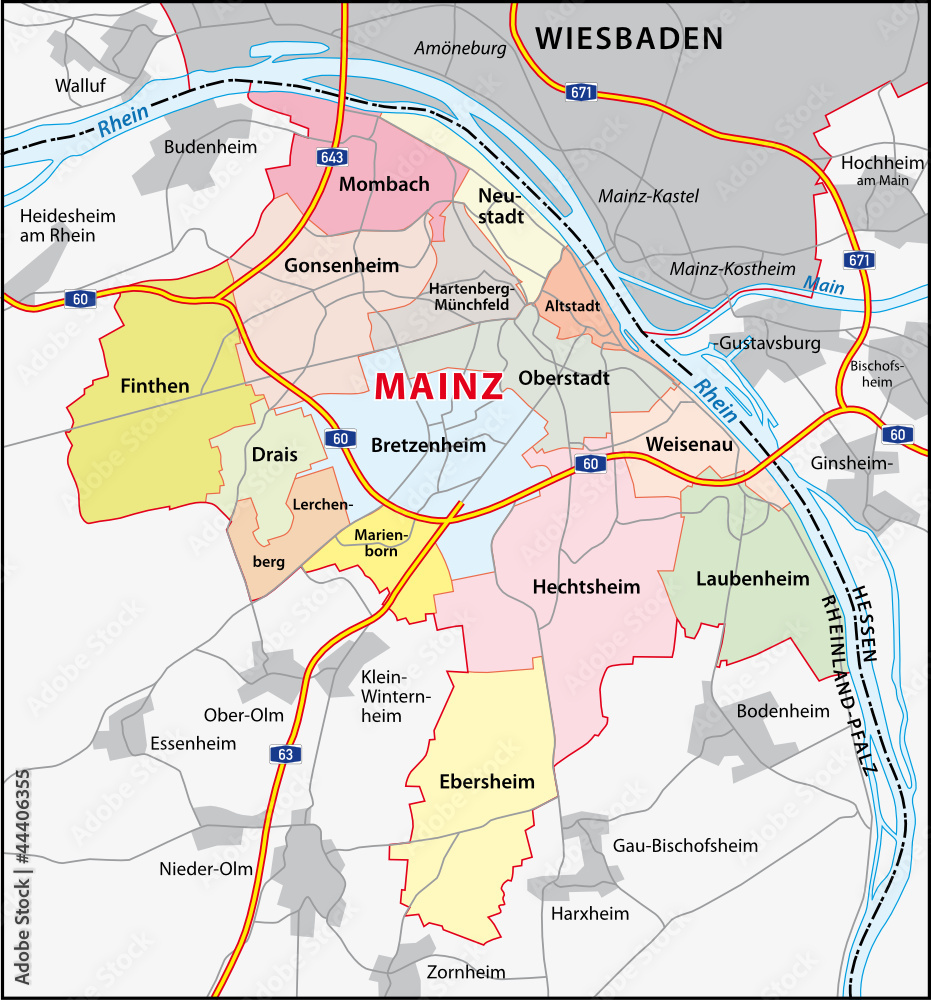Mainz, Administrativ, Stadtteile