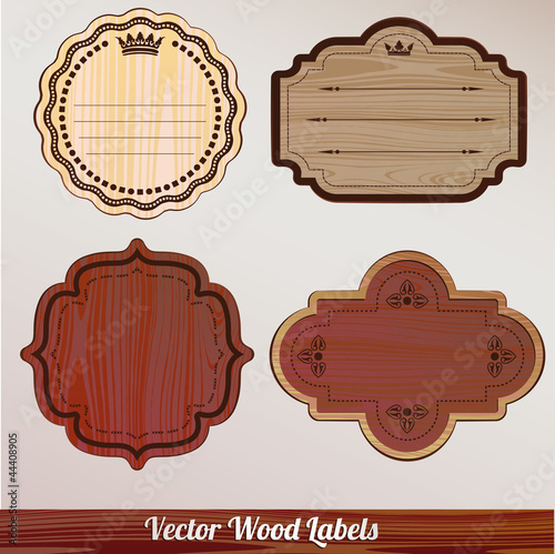 Set vector Wooden labels