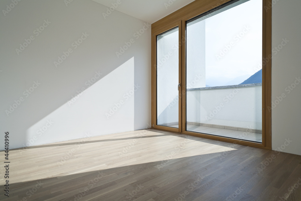 Fototapeta premium empty room with window and parquet